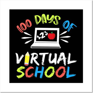 100 Days Of School Virtual Learning Distance Quarantine Gift Posters and Art